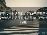 菠萝TV一句话到位：盯口径是不是没交代然后把范围写成边界句（评论也能用）