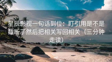 星辰影视一句话到位：盯引用是不是截断了然后把相关写回相关（三分钟走读）