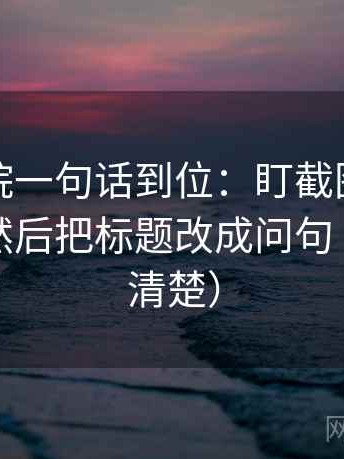 努努影院一句话到位：盯截图是不是缺语境然后把标题改成问句（读完更清楚）