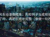 风车动漫像校准：先校例子当成规律了吗，再把引用补完整（像做一句改写）