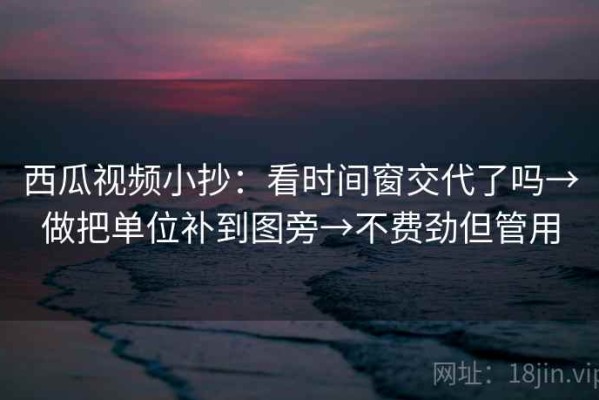 西瓜视频小抄：看时间窗交代了吗→做把单位补到图旁→不费劲但管用