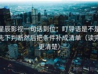 星辰影视一句话到位：盯导语是不是先下判断然后把条件补成清单（读完更清楚）