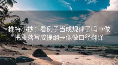 推特小抄：看例子当成规律了吗→做把段落写成提纲→像做口径翻译